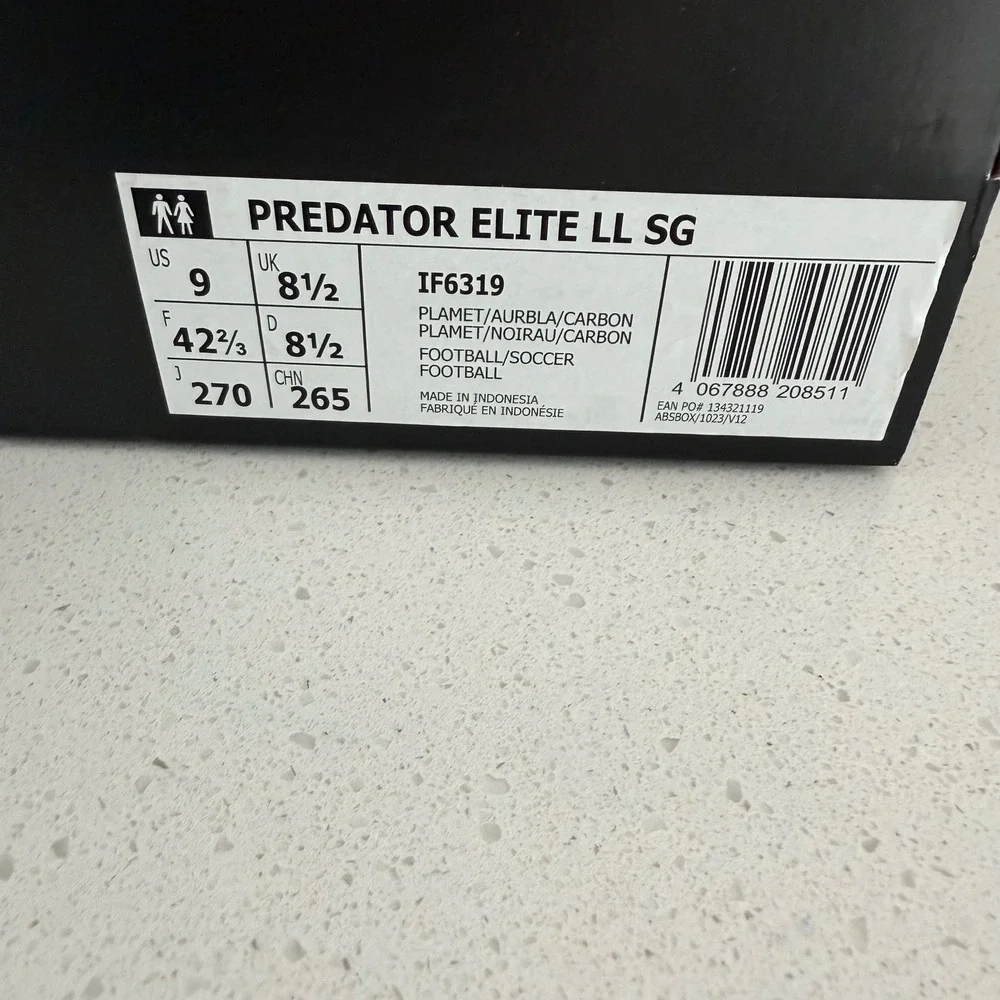 Adidas Predator Elite LL SG Silver Carbon Solar Red Soccer Cleats‎ IF6319 Mens 9